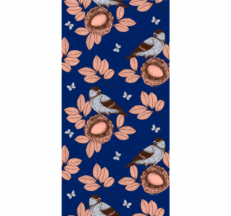 Nestelende vogels en bladeren rolgordijn bloemen en planten - TenStickers