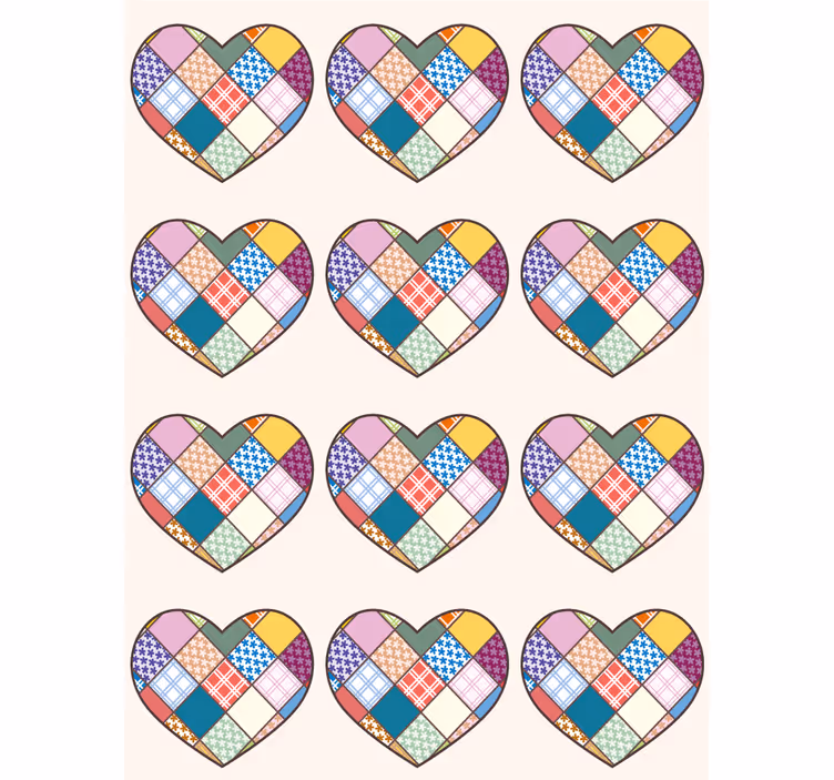 Kleurrijke patchwork harten rolgordijn romantisch - TenStickers