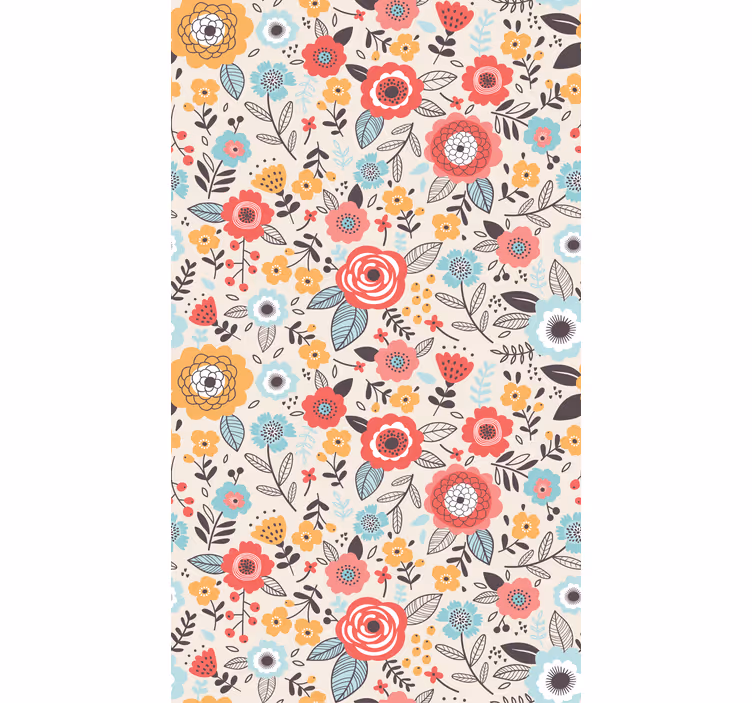 Rolgordijn bloemen en planten levendig botanisch arrangement - TenStickers