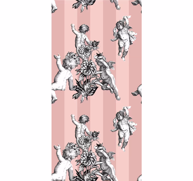 Cherubijnen met bloemen klassiek rolgordijn - TenStickers