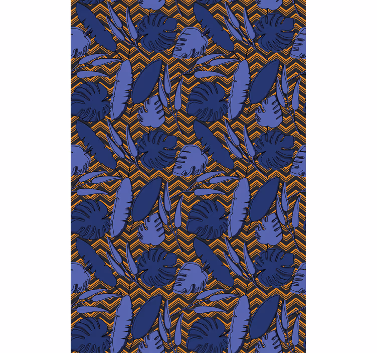 Blauw tropisch patroon rolgordijn bloemen en planten - TenStickers