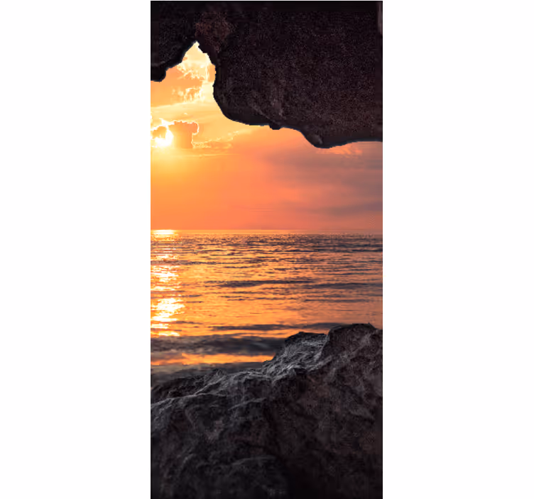 3D zonsopkomst oceaan grot - TenStickers