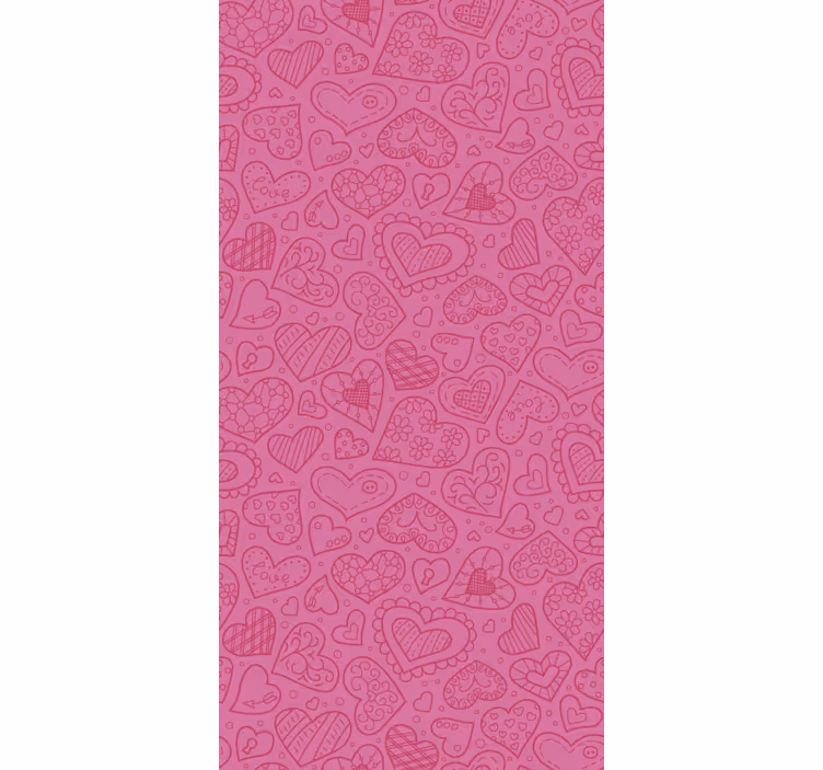 Roze harten met patroon rolgordijn romantisch - TenStickers
