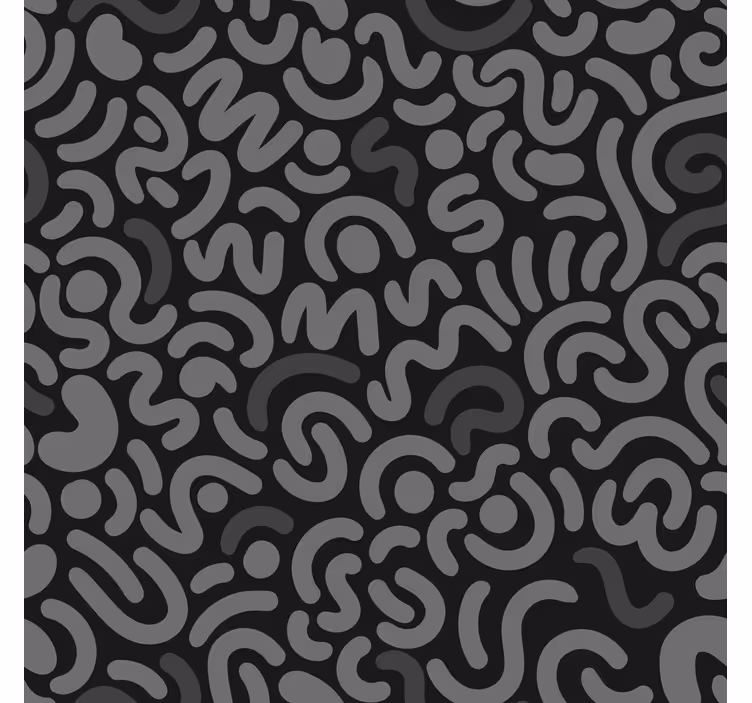 Abstracte zwarte afgeronde lijnen Raambekleding woonkamer - TenStickers