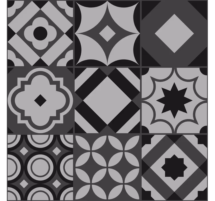 Zwarte tegels Rolgordijn keuken - TenStickers