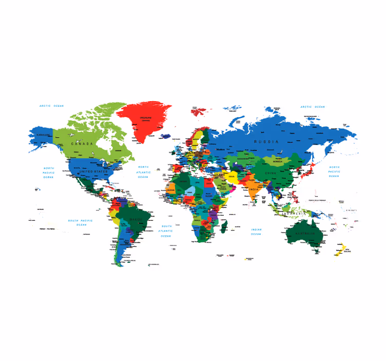 Politieke cartografie Jalozie wereldmap - TenStickers