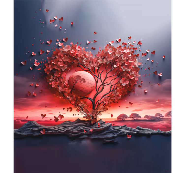 Hart boom Romantische rolgordijn - TenStickers