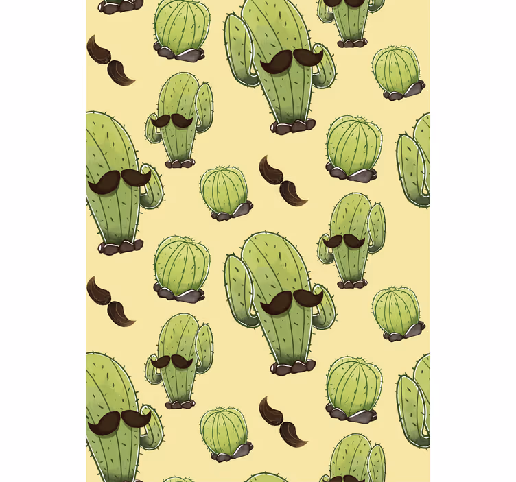 Cactus met snor rolgordijn woonkamer - TenStickers