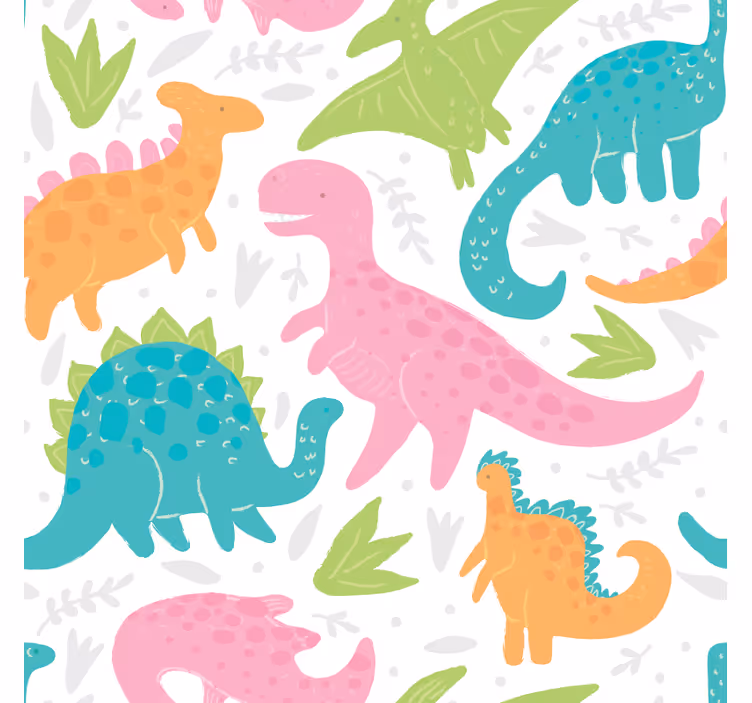 Pastelkleuren Dino Kinderkamer rolgordijn - TenStickers