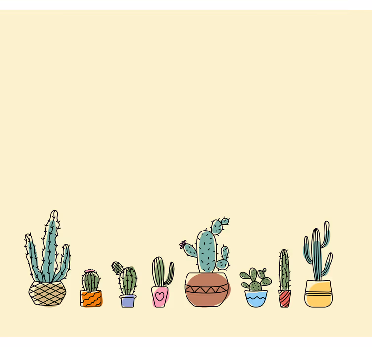 Getekende stijl Cactus jaloezie - TenStickers