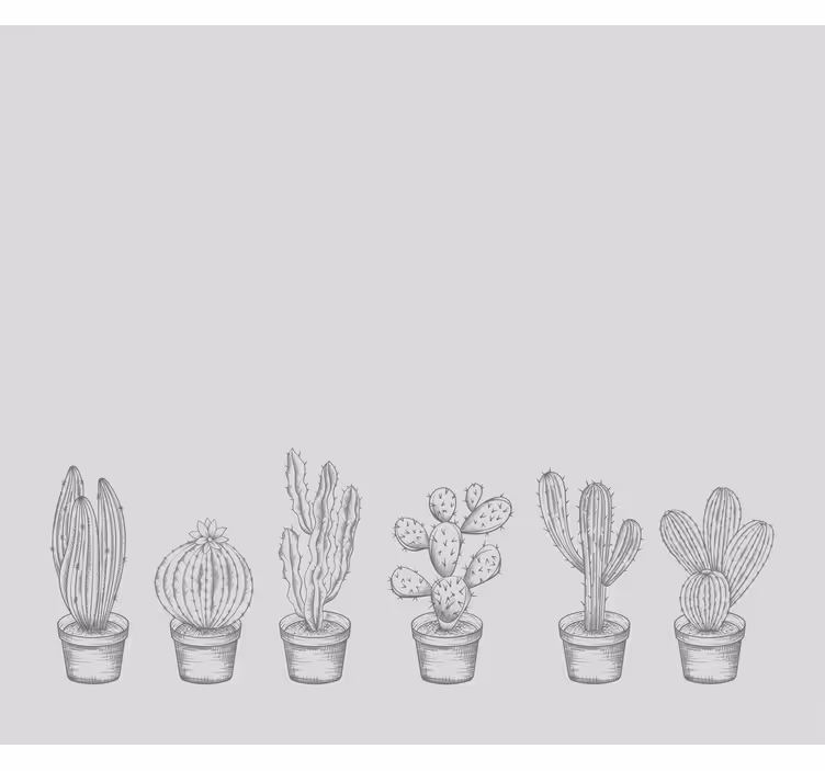 Grijze tinten Cactus jaloezie - TenStickers