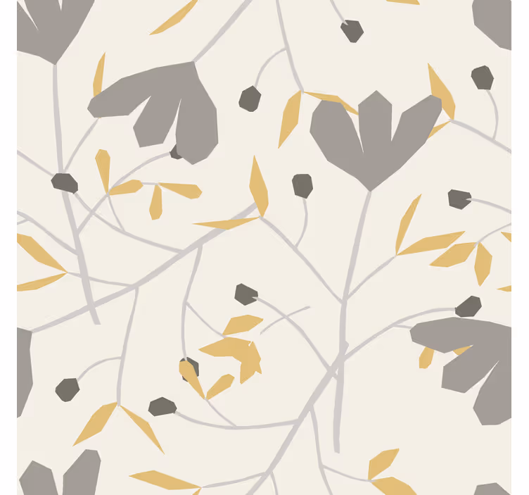 Grijze en gele bloemen Scandinavisch rolgordijn - TenStickers