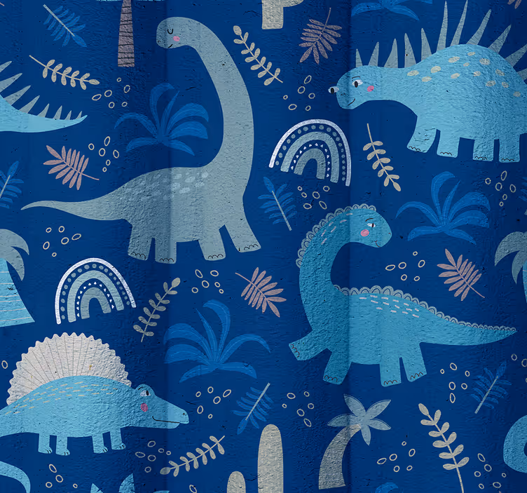 Blauwe tinten dinosaurus rolgordijn - TenStickers