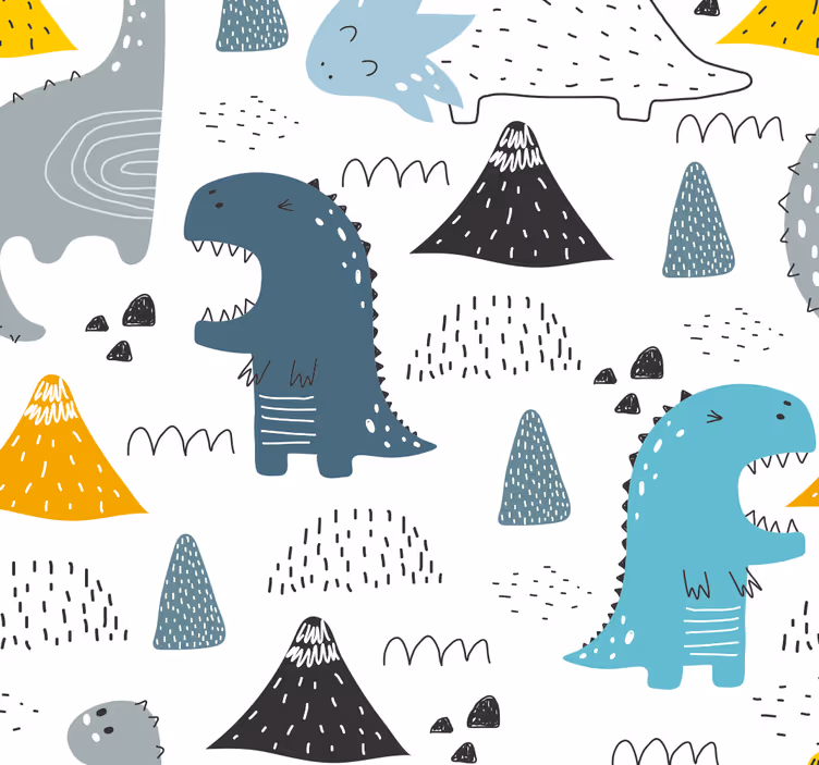 Scandinavisch patroon dinosaurus rolgordijn - TenStickers