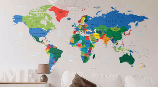 Muurstickers Wereldkaart - Tenstickers Muurstickers Wereldkaart - Tenstickers
