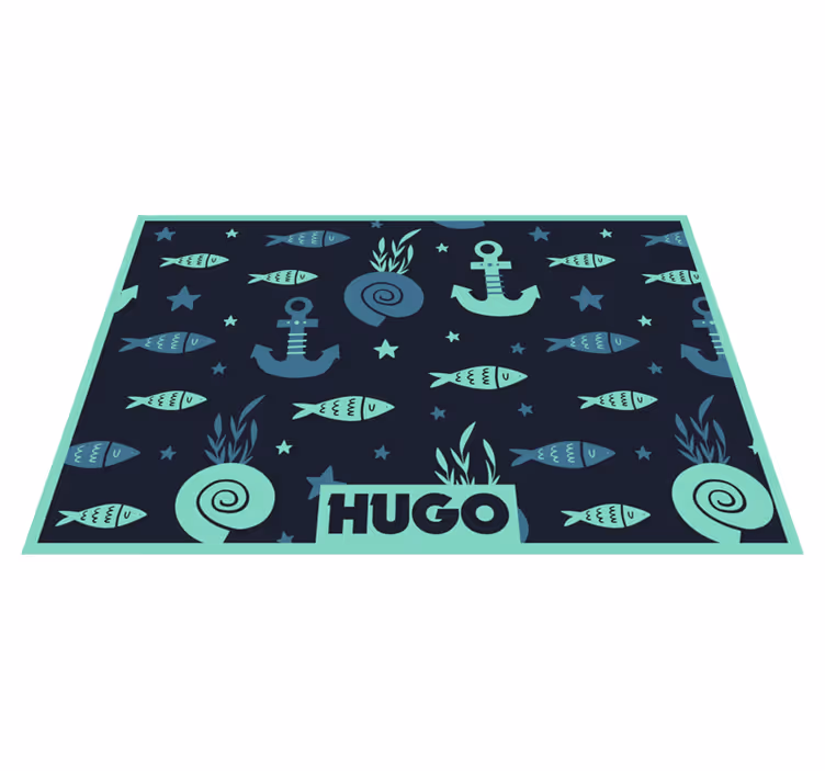 Kinder placemat nautisch vissenpatroon - TenStickers