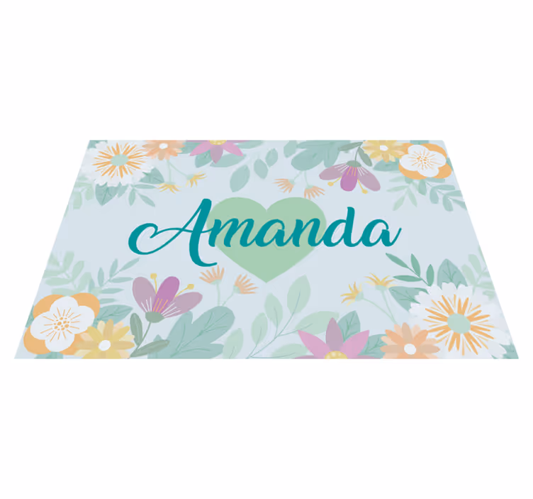 Placemat met naam Hart en bloemen - TenStickers