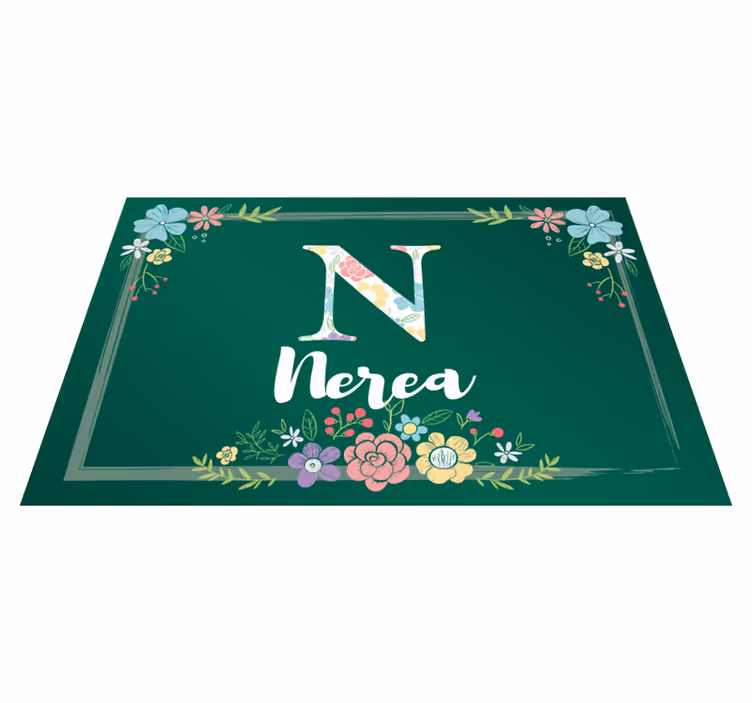 Placemat met naam bloemige initialen ontwerp - TenStickers