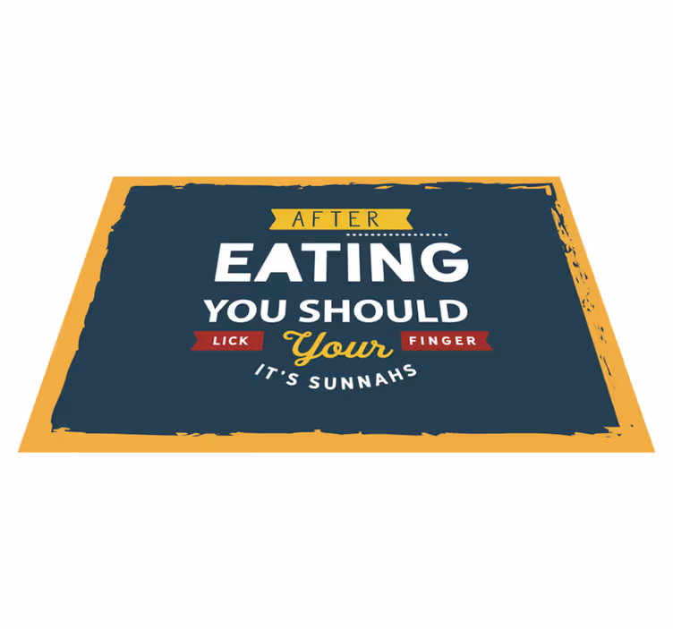 Placemat met tekst eating finger lick - TenStickers
