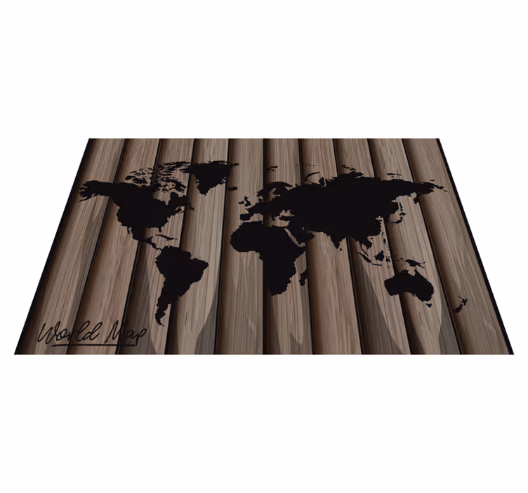 Houten patroon placemat met wereldkaart - TenStickers