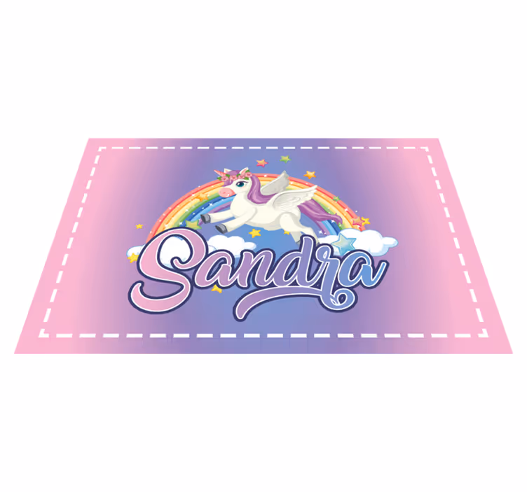 Kinder placemat Mooie eenhoorn aanpasbaar - TenStickers