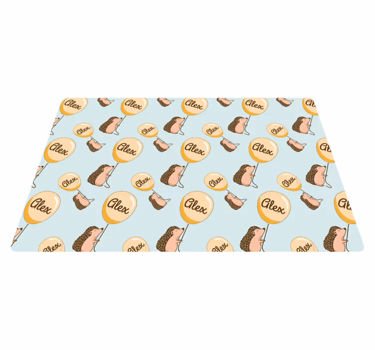 Egel met ballonnen met naam kinder placemat - TenStickers