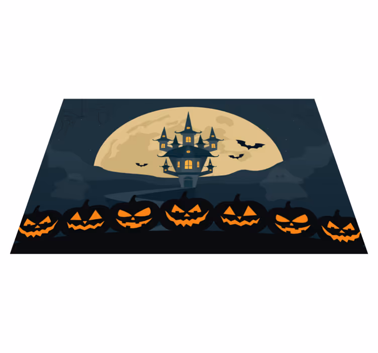 Halloween placemat spookkasteel scène - TenStickers