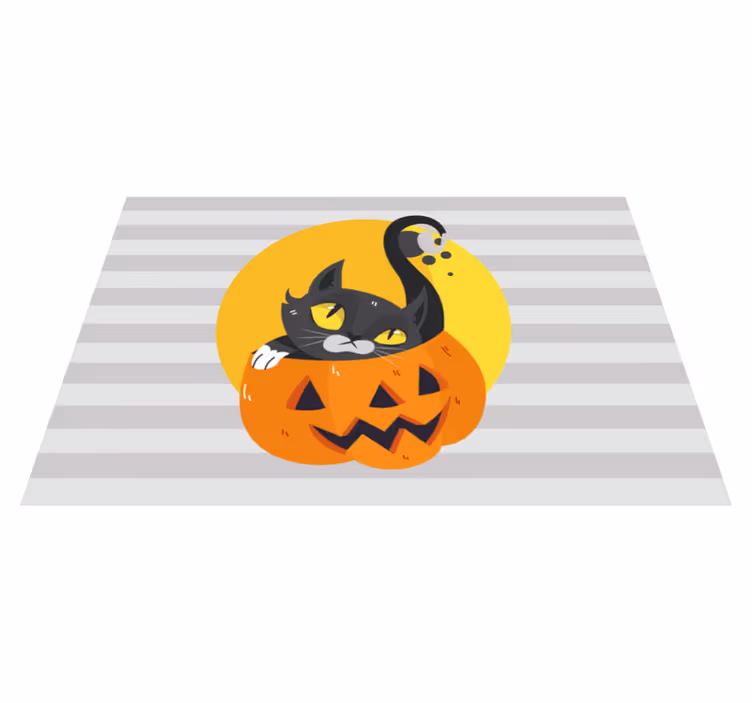 Kinder placemat Pompoenen en zwarte kat - TenStickers