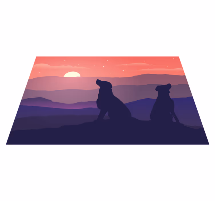 Originele placemat silhouetten van honden zonsondergang - TenStickers