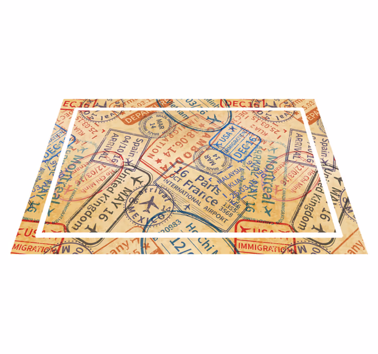 Houten placemat met paspoortstempel patroon - TenStickers
