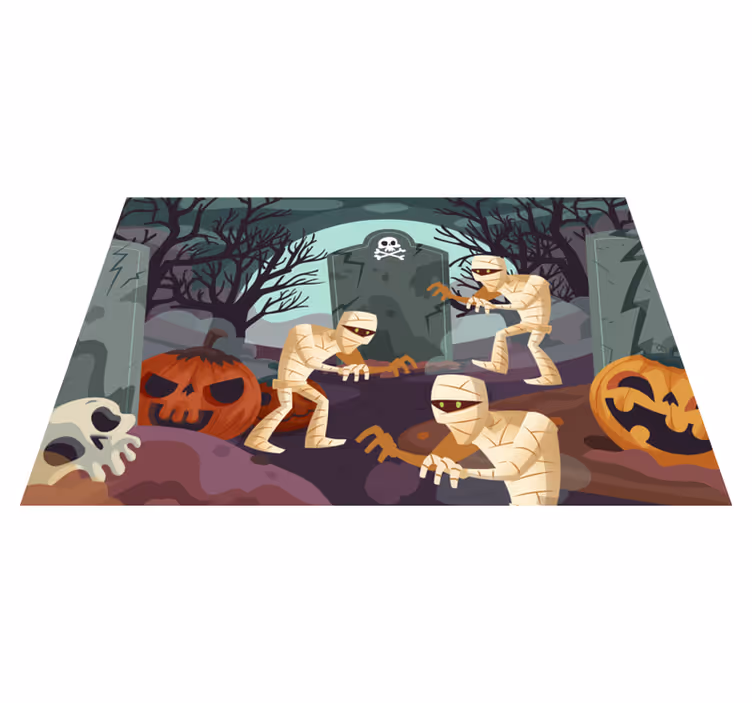 Halloween placemat mummies uitkomend begraafplaats - TenStickers