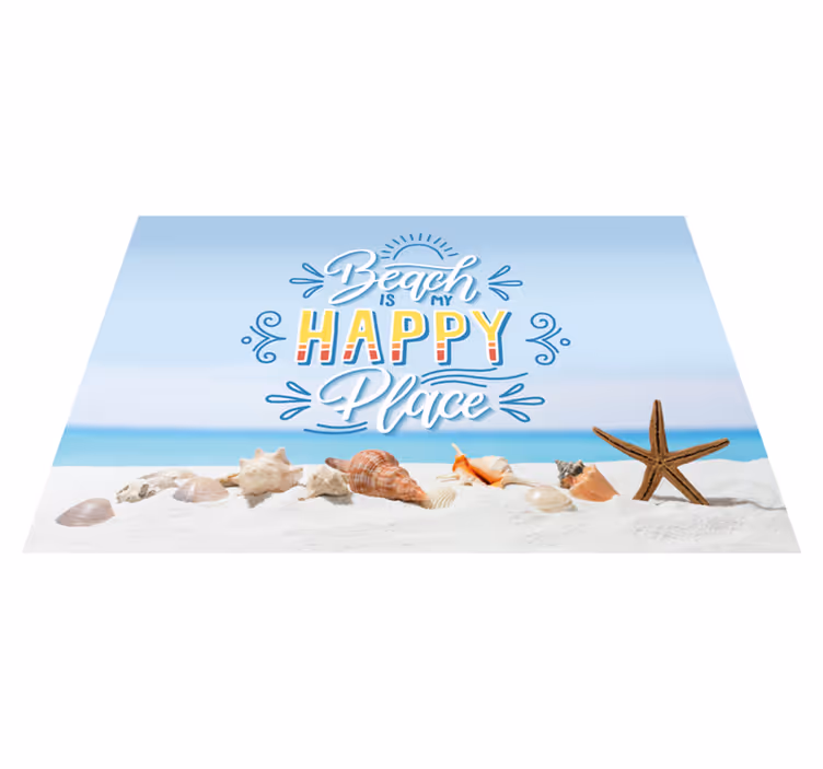 Placemat met tekst beach gelukkige plaats - TenStickers