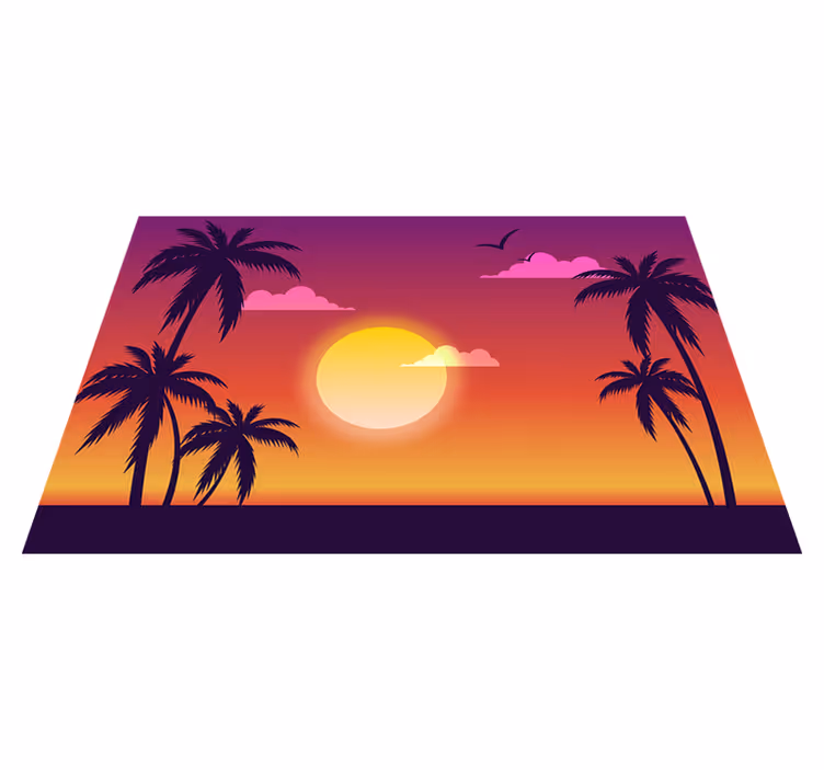 Moderne placema tropisch zonssondergang schilderij - TenStickers