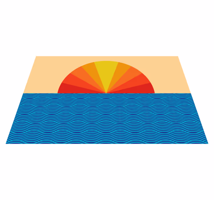 Houten placemat zonsopgang oceaan golven - TenStickers