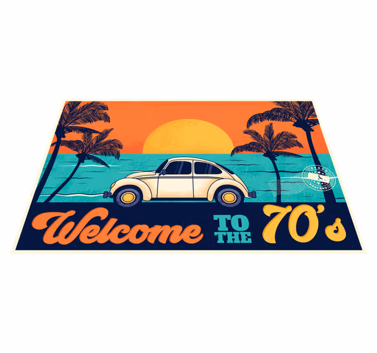 Elegante placemat retro jaren 70 strandscène - TenStickers