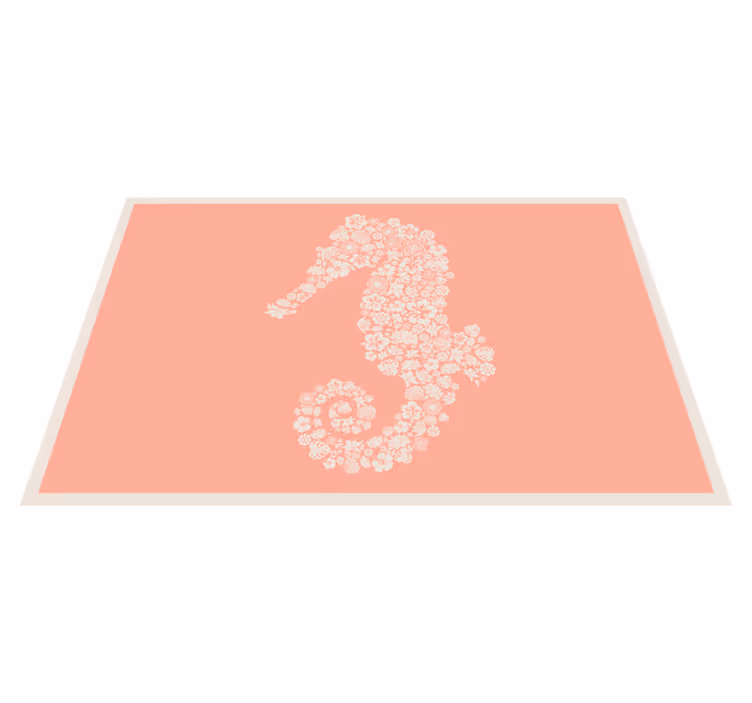 Originele placemat in de vorm van een bloemige zeepaard - TenStickers