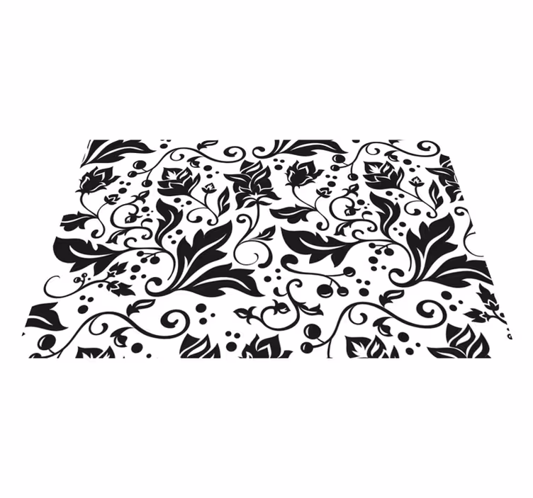 Houten placemat met bloemen zwart patroon - TenStickers