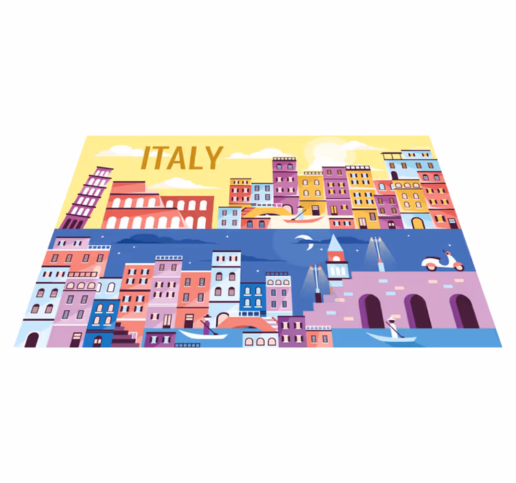 Placemat met naam vibrant italiaanse stadscène - TenStickers