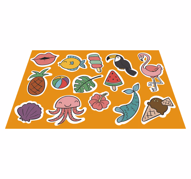 Kinder placemat kleurrijke tropische elementen - TenStickers