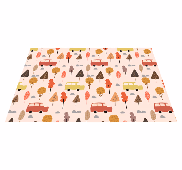 Kinder placemat kleurige auto bomen - TenStickers