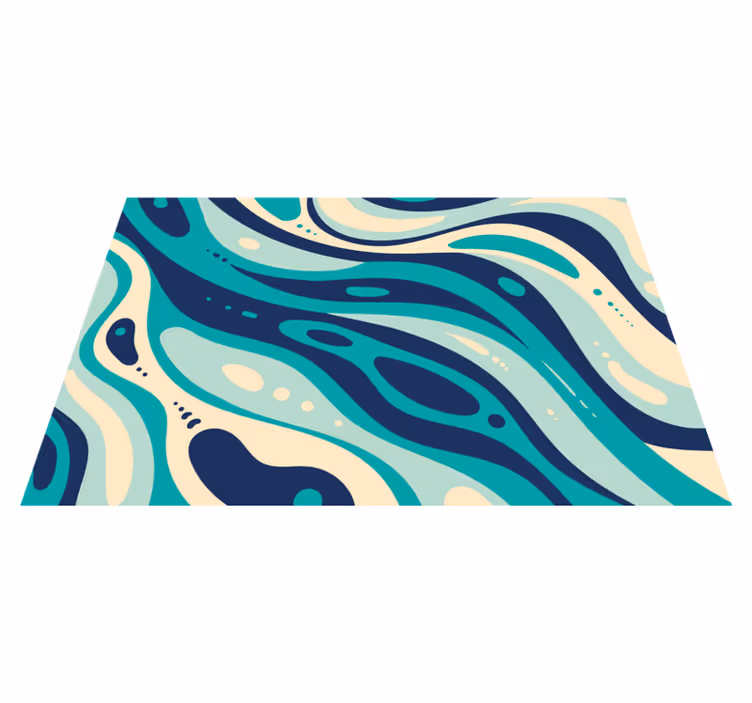 Houten placemat met golvende aqua patronen - TenStickers