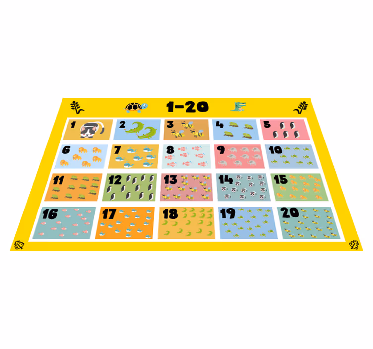 Kinder placemat kleurrijke getallenkaart - TenStickers