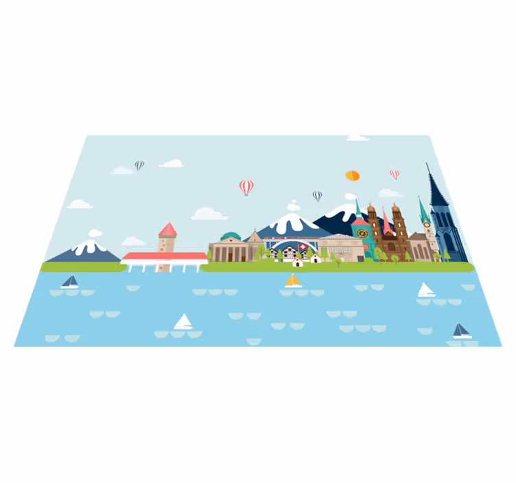 Originele placemat kleurrijk stadsgezicht - TenStickers