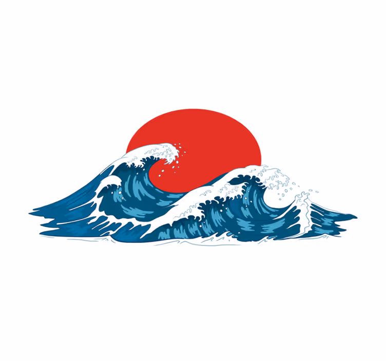 Originele placemat golven en opkomende zon - TenStickers