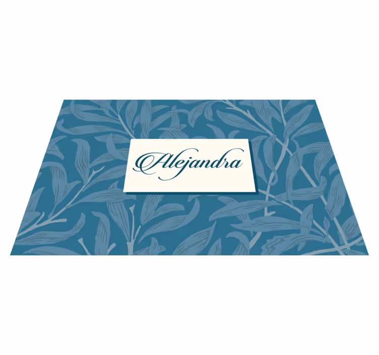 Placemat met naam elegant bladontwerp - TenStickers