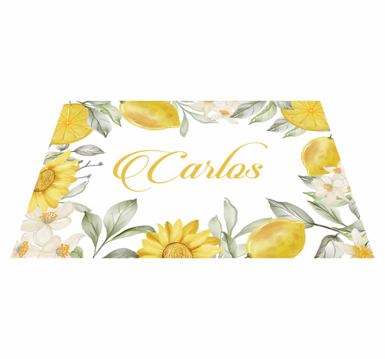 Placemat met naam citroen bloemarrangement - TenStickers