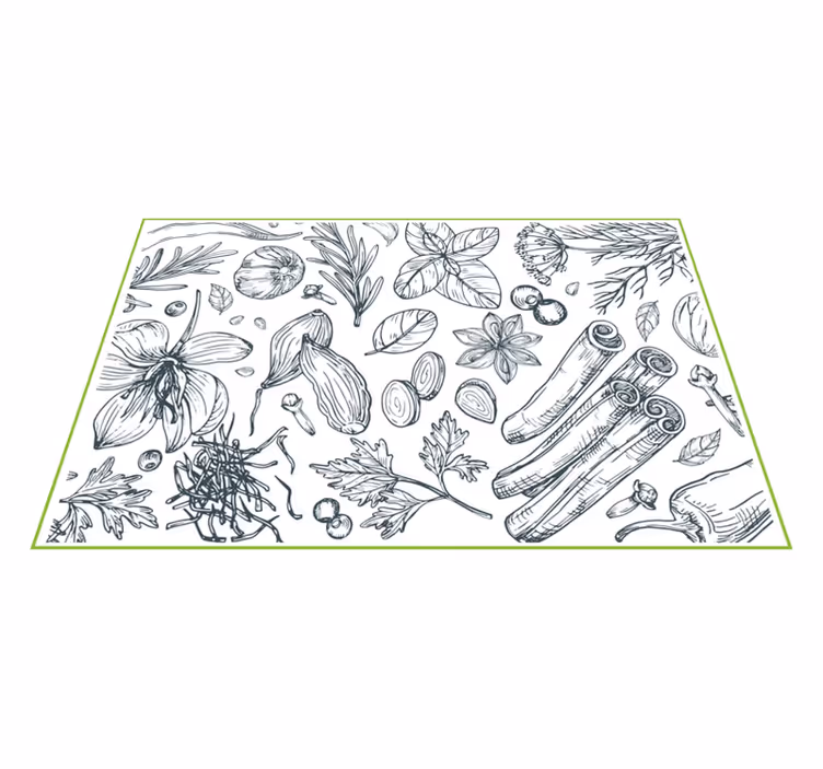 Houten placemat met kruidenpatroon achtergrond - TenStickers
