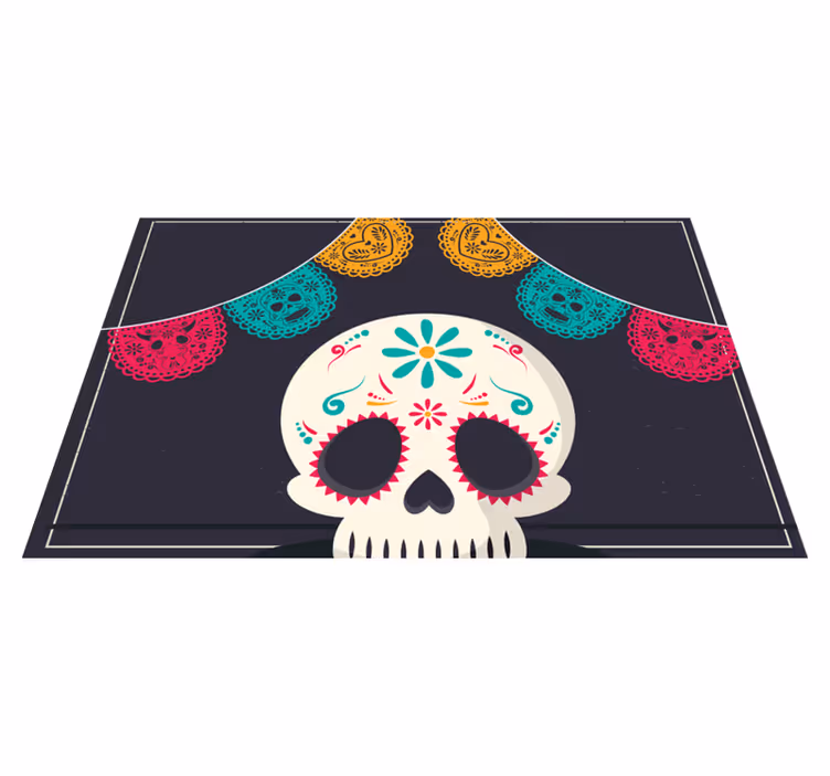 Halloween placemat kleurrijke schedel banner - TenStickers