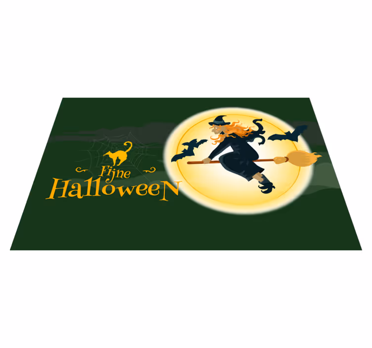 Halloween placemat tovenaarsbezem scene - TenStickers