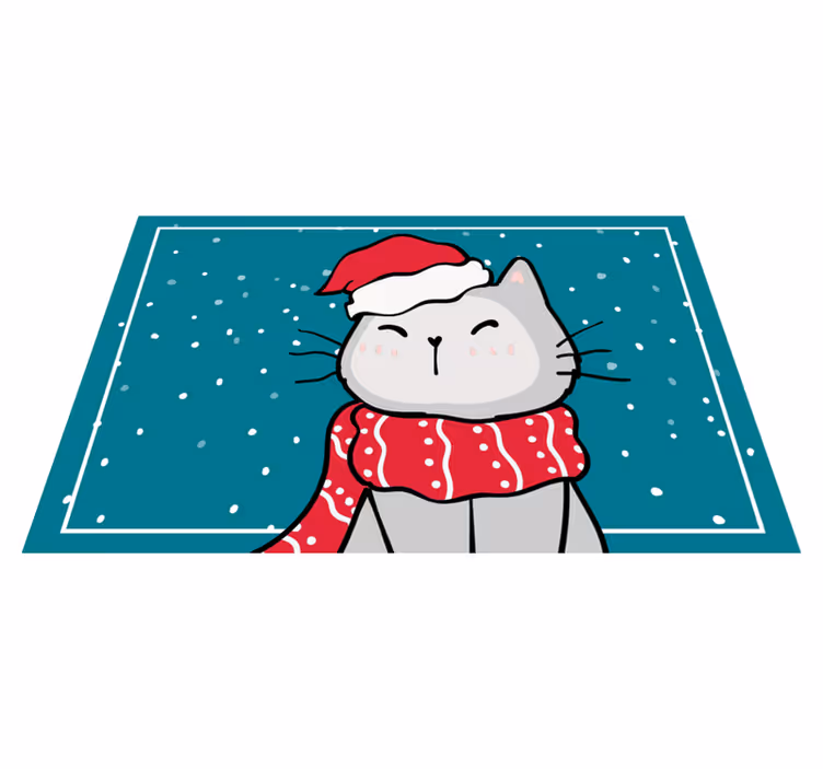 Kerstmis placemat vrolijke kat santa - TenStickers